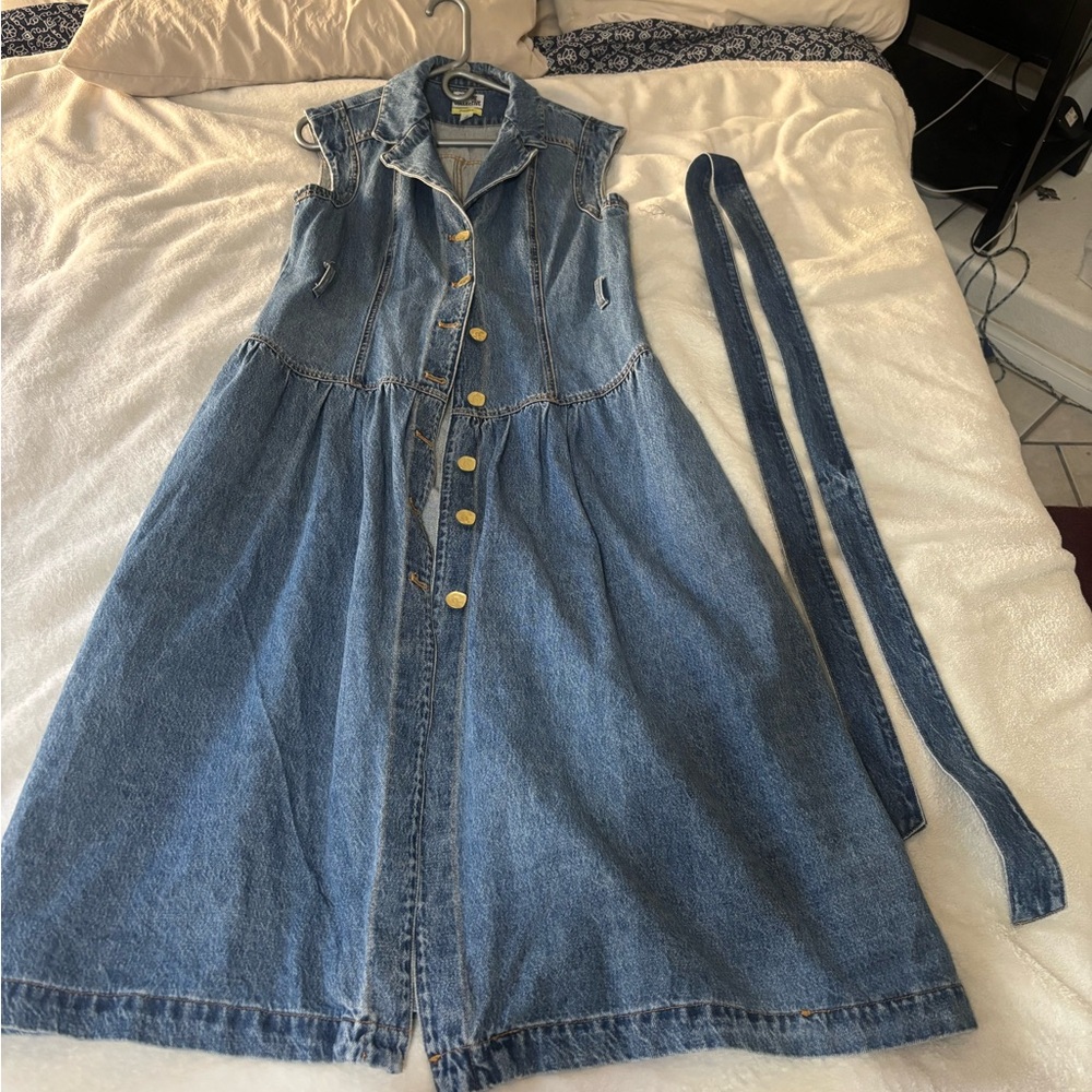 Denim Maxi Dress with Belt